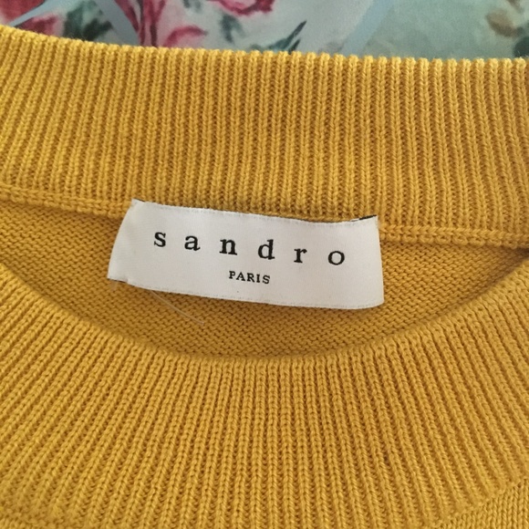SANDRO Marigold Yellow Cotton + Silk Sweater XS - Picture 4 of 6